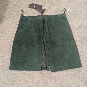 Deep Green Suede Mini Skirt